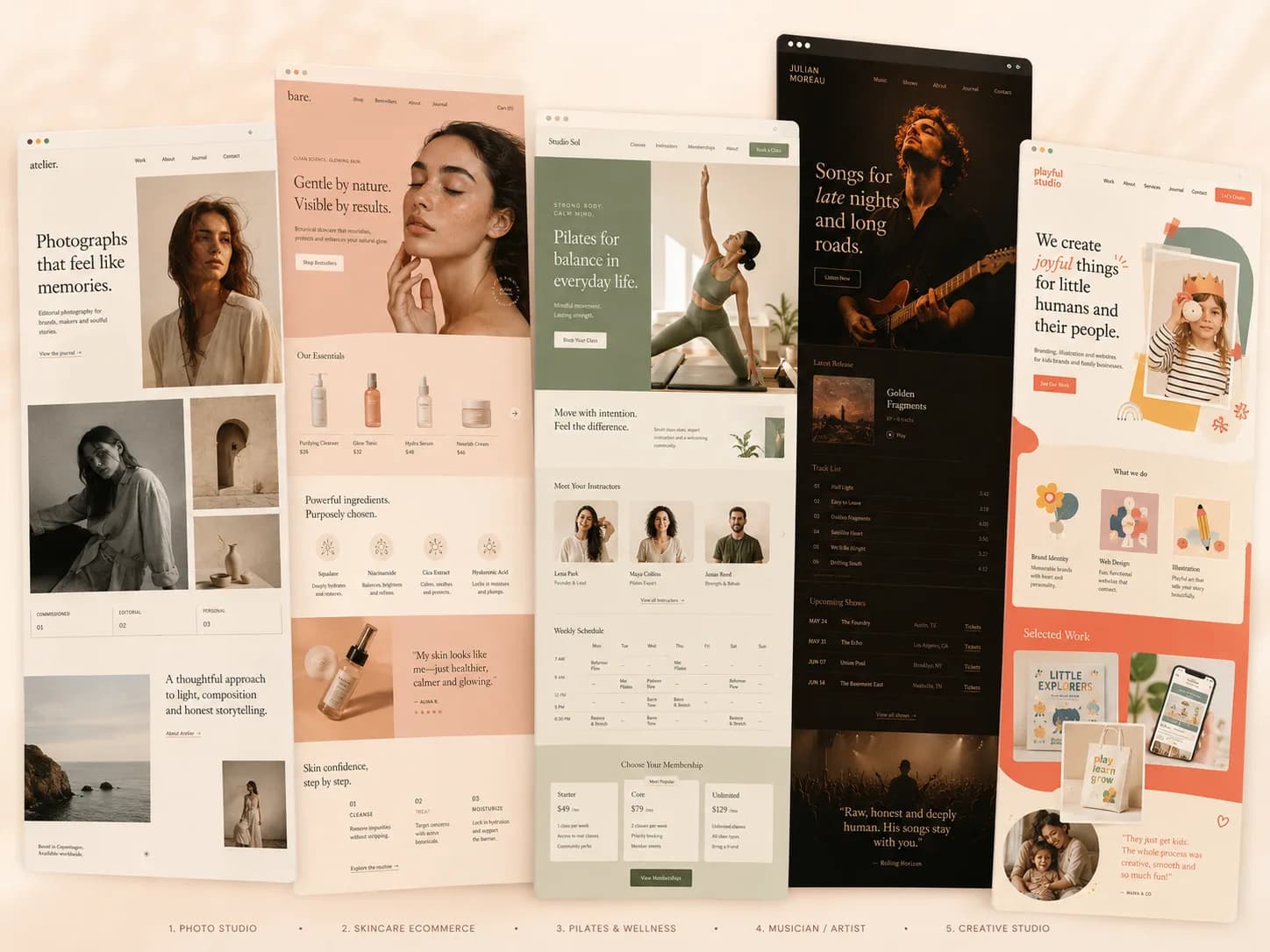 A collection of ready-made OneStudio website designs